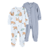 Set-2-Pijamas-Enterizas-Estampada-y-Azul-Bebes-Niños-Carter-s-6M