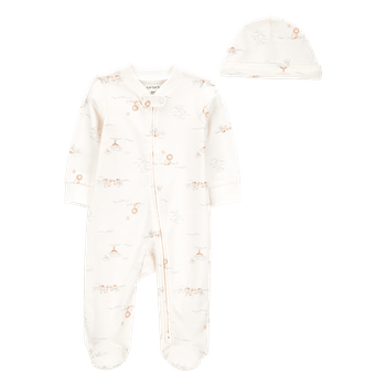 Set-Pijama-Enteriza-y-Gorro-Estampado-Bebes-Niños-Carter-s-6M