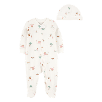 Set-Pijama-Enteriza-y-Gorro-Estampado-Blanco-Bebes-Niñas-Carter-s-3M