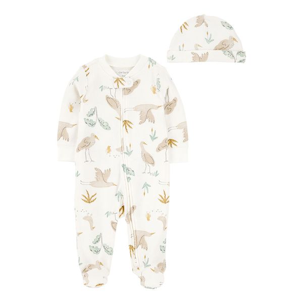 Set-Pijama-Enteriza-y-Gorro-Estampado-Aves-Bebes-Unisex-Carter-s-6M