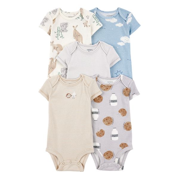 Set-5-Bodies-Manga-Corta-Diseños-Surtidos-Bebes-Niños-Carter-s-12M