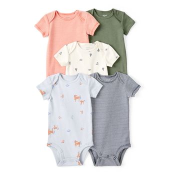 Set-5-Bodies-Manga-Corta-Diseños-Surtidos-Bebes-Niños-Carter-s-12M