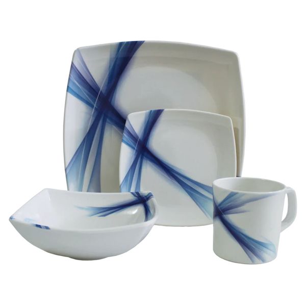 Vajilla-en-Melamina-Aster-Blanca-Rayas-Azules-Cuadrada-16-Piezas-4-Puestos-Sabana