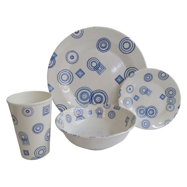Vajilla-en-Melamina-Clasica-Blanca-con-Diseño-Azul-Sabana