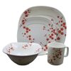 Vajilla-en-Melamina-Imperial-Blanca-Flores-Rojas-Semi-Cuadrada-16-Piezas-4-Puestos-Sabana