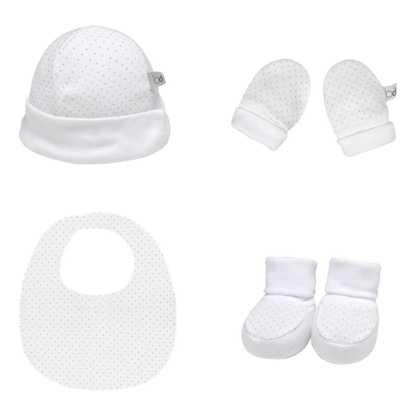 Set-Primer-Dia-4-Piezas-Gorro-Babero-Guantes-y-Patucos-Unisex-Monbaby-0-1M Set-Primer-Dia-4-Piezas-Gorro-Babero-Guantes-y-Patucos-Unisex-Monbaby-0-1M