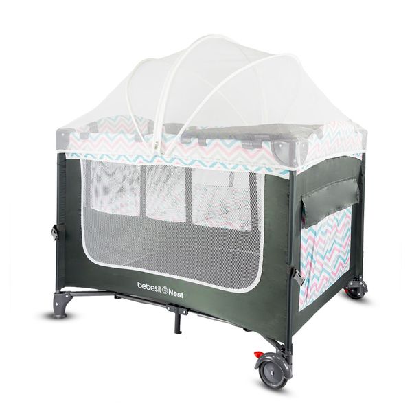 Cuna-Corral-Colecho-para-Bebe-Nest-Rayas-Multicolor-Bebesit