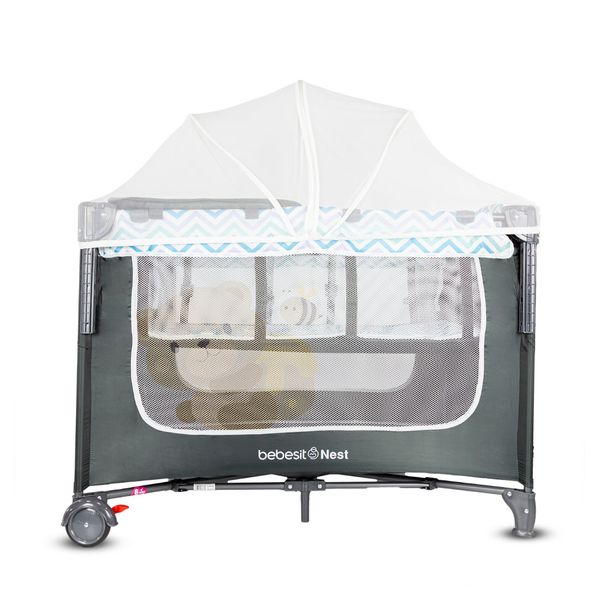 Cuna-Corral-Colecho-para-Bebe-Nest-Rayas-Azul-y-Gris-Bebesit Cuna-Corral-Colecho-para-Bebe-Nest-Rayas-Azul-y-Gris-Bebesit