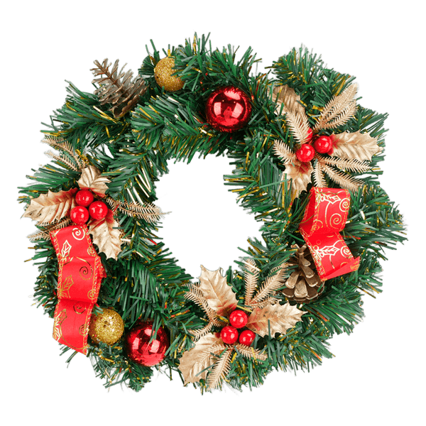 Corona-Navideña-Decorada-Rojo-Dorado-30cm-Aviva-Home Corona-Navideña-Decorada-Rojo-Dorado-30cm-Aviva-Home