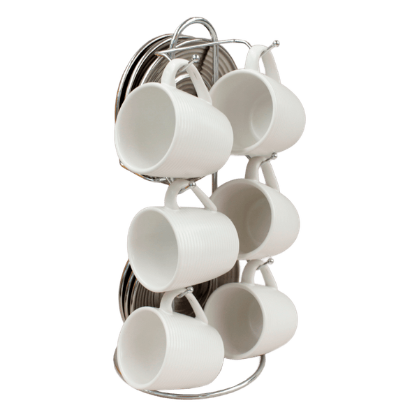 Set-6-Platos-y-Mugs-con-Soporte-Metal-Blanco-y-Plata---Ikhome Set-6-Platos-y-Mugs-con-Soporte-Metal-Blanco-y-Plata---Ikhome