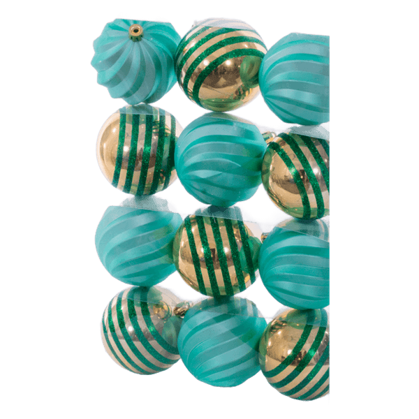 Set-12-Bolas-Navideñas-Decorada-Verde-Dorado-8cm---Aviva-Home