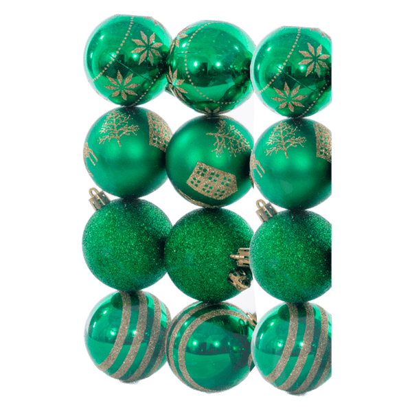 Set-12-Bolas-Navideñas-Decorada-Verde-Blanco-6cm---Aviva-Home