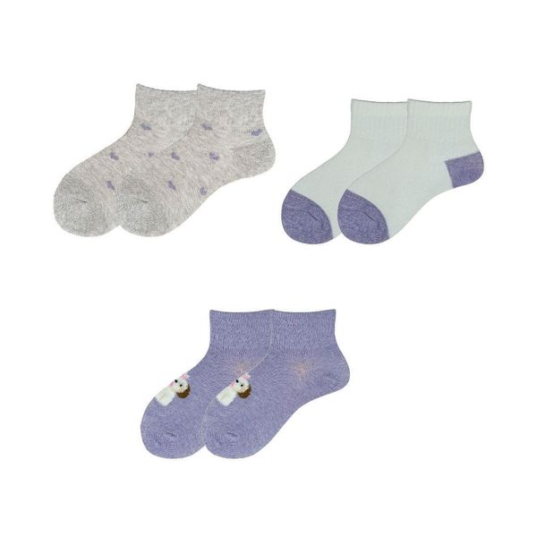 Set-3-Pares-de-Medias-Deportiva-Tobillera-Multicolor-Niñas---Honey-Bees-2-4-ANOS