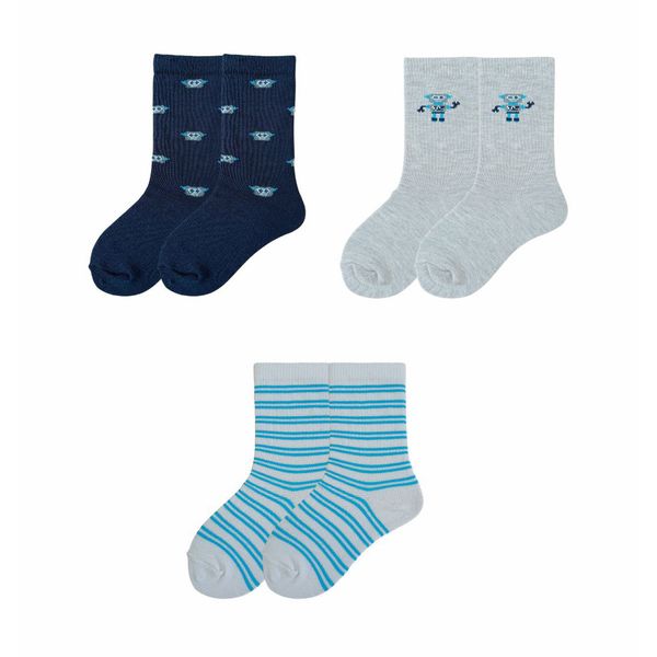Set-3-Pares-de-Medias-Casual-Robot-Niños---Honey-Bees-2-4-ANOS