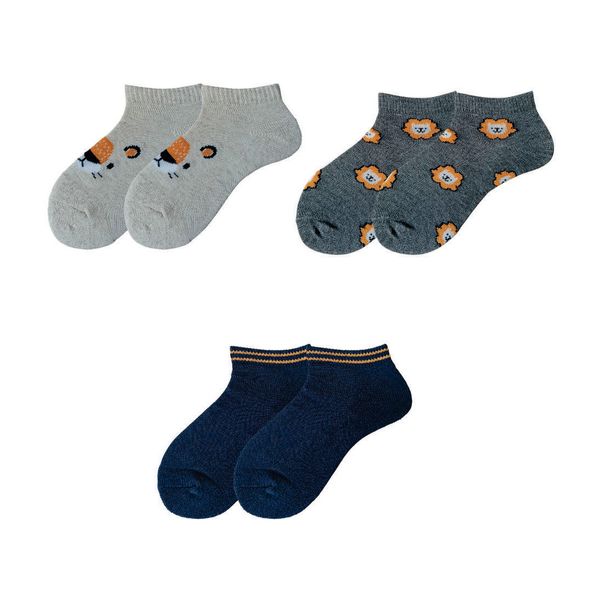 Set-3-Pares-de-Medias-Deportiva-Talonera-Multicolor-Niños---Honey-Bees-2-4-ANOS