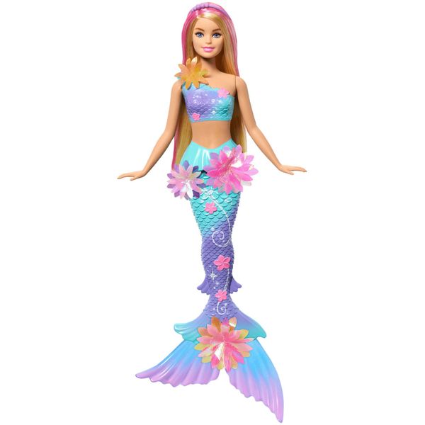 Muñeca-Sirena-Transformacion-de-Flores-Cabello-Rosa-30cm---Barbie