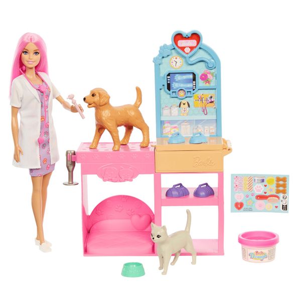 Set-Muñeca-Profesiones-Veterinaria-con-Mascotas---Barbie
