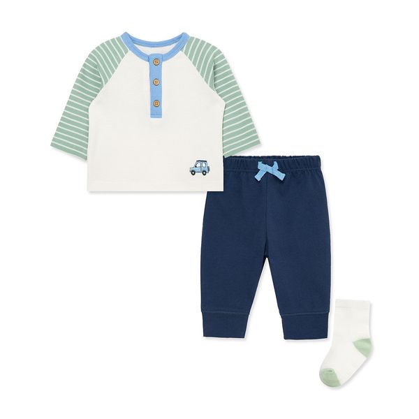 Set-Camiseta-Manga-Larga-Pantalon-y-Medias-Multicolor-Niños-Little-Me-18M