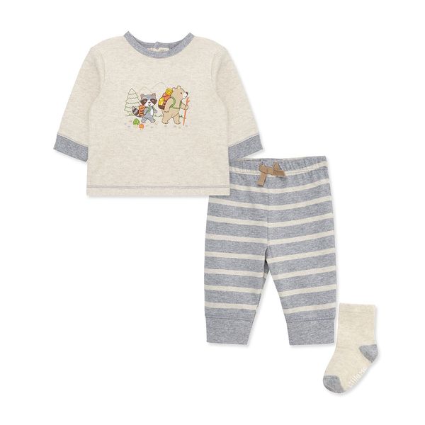 Set-Camiseta-Manga-Larga-Pantalon-y-Medias-Gris-Niños-Little-Me-18M