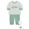 Set-Camiseta-Manga-Larga-Pantalon-y-Medias-Verde-Niños-Little-Me-18M