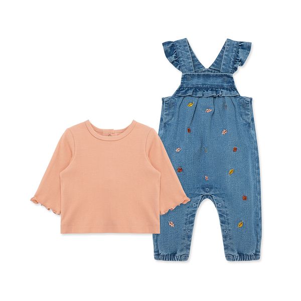 Set-Camiseta-Manga-Larga-y-Overol-Azul-Niñas-Little-Me-18M Set-Camiseta-Manga-Larga-y-Overol-Azul-Niñas-Little-Me-18M