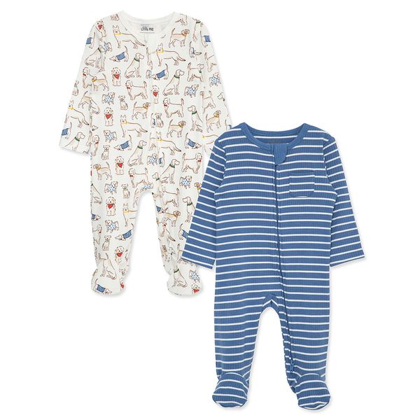 Set-2-Pijamas-Enterizas-Estampadas-Niños-Little-Me-6M