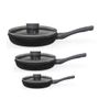 Set-3-Sartenes-Grey-con-Tapa-Aluminio-Forjado-Negro-20-24-y-28cm-KW