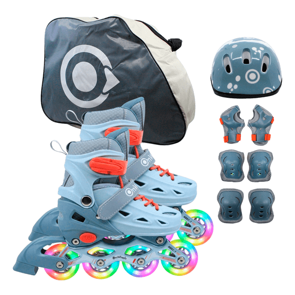 Combo-Patines-en-Linea---Kit-de-Proteccion-Gris-Onwheels-31-34