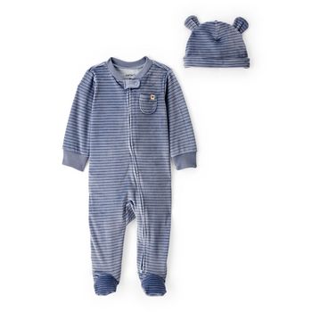 Set-Pijama-Enteriza-y-Gorro-Azul-Bebes-Niños-Carter-s--9M