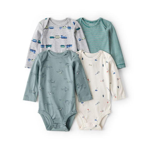 Set-4-Bodies-Manga-Larga-Diseños-Surtidos-Bebes-Niños-Carter-s--12M