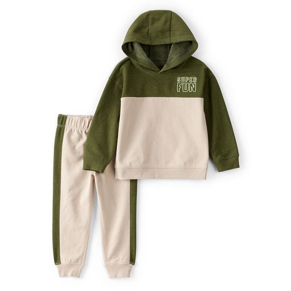 Set-Buzo-y-Pantalon-Beige-Raya-Verde-Niños-Carter-s--2T