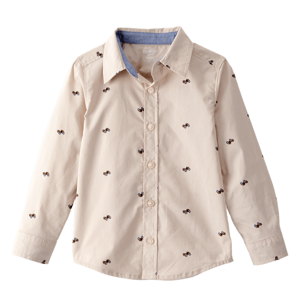 Camisa-Manga-Larga-Carritos-Beige-Niños-Oshkosh-2T