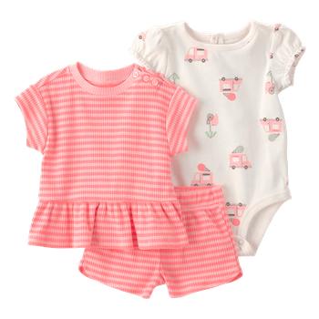 Set-Body-Manga-Corta-Camiseta-Rosa-Rayas-y-Short-Bebes-Niñas-Carter-s-18M