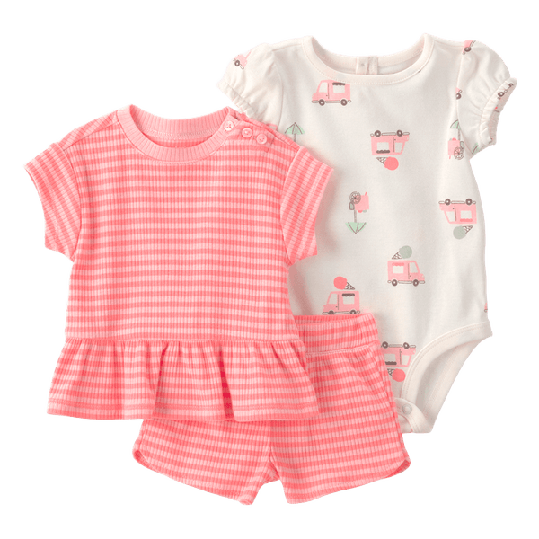 Set-Body-Manga-Corta-Camiseta-Rosa-Rayas-y-Short-Bebes-Niñas-Carter-s-24M