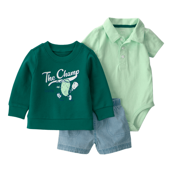 Set-Body-Manga-Corta-Buzo-Verde-y-Short-Bebes-Niños-Carter-s-12M Set-Body-Manga-Corta-Buzo-Verde-y-Short-Bebes-Niños-Carter-s-12M