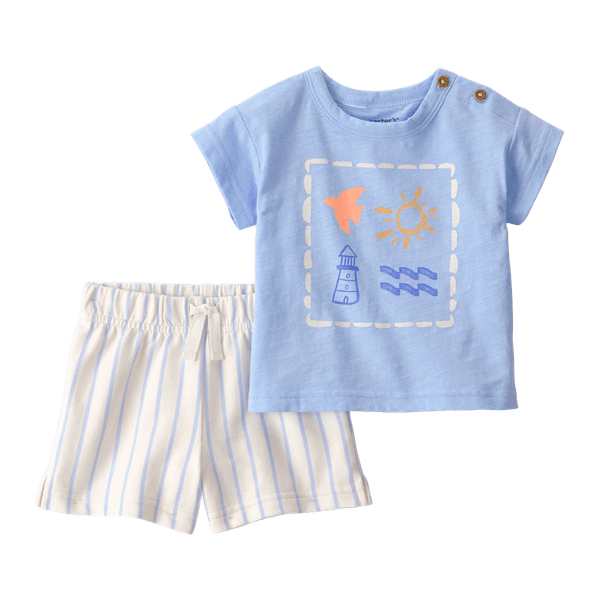 Set-Camiseta-Azul-y-Short-Rayas-Bebes-Niños-Carter-s-12M Set-Camiseta-Azul-y-Short-Rayas-Bebes-Niños-Carter-s-12M