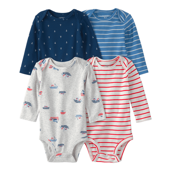 Set-4-Bodies-Manga-Larga-Diseños-Surtidos-Bebes-Niños-Carter-s-12M
