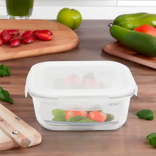 Contenedor-Vidrio-Cuadrado-1200ml-Ikhome Contenedor-Vidrio-Cuadrado-1200ml-Ikhome
