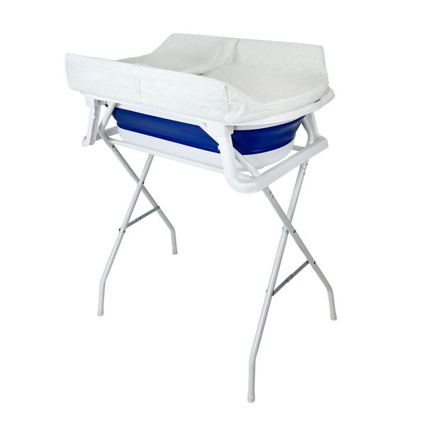 Bañera-para-Bebe-Plegable-con-Base-Cambiador-Stand-Azul-Priori