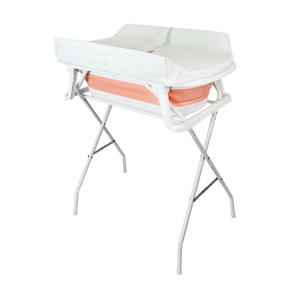 Bañera-para-Bebe-Plegable-con-Base-Cambiador-Stand-Rosa-Priori