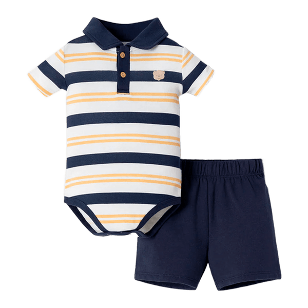 Set-Body-Manga-Corta-Rayas-y-Short-Azul-Bebes-Niños-Baby-Fresh-6-9M