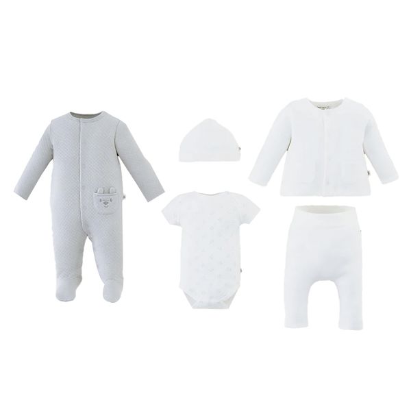 Set-Primer-Dia-Buzo-Pantalon-Pijama-Body-y-Gorro-Niños-Baby-Fresh-0-3M