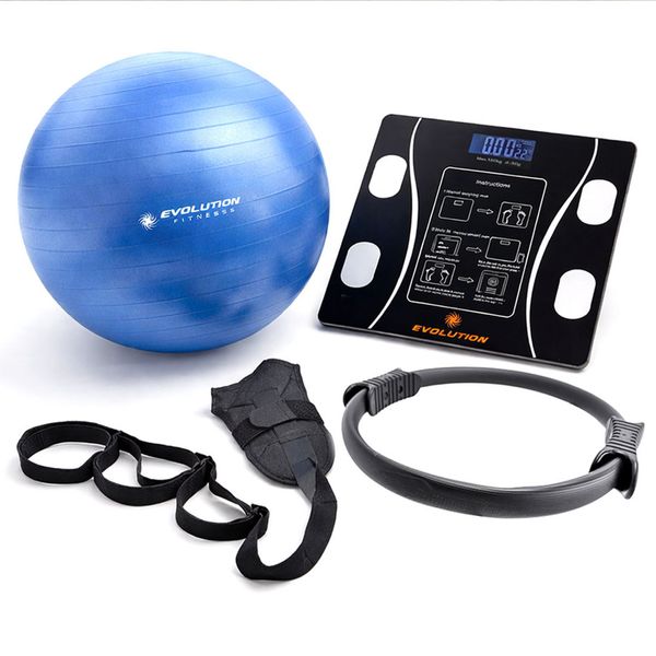 Kit-de-Pilates-y-Yoga-Evolution-Entrena-en-Casa-Balon-Aro-Strap-y-Bascula-Evolution-Fitness Kit-de-Pilates-y-Yoga-Evolution-Entrena-en-Casa-Balon-Aro-Strap-y-Bascula-Evolution-Fitness