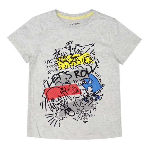 Camiseta-Manga-Corta-Estampada-Beige-Niños-Sonic Camiseta-Manga-Corta-Estampada-Beige-Niños-Sonic