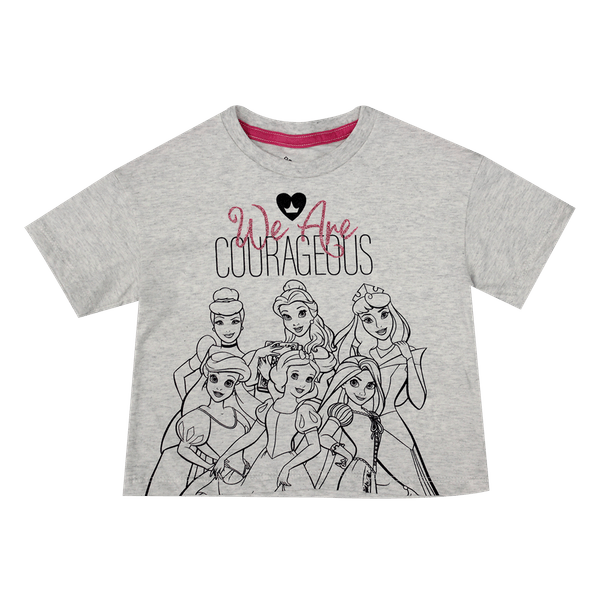 Camiseta-Manga-Corta-Estampado-Beige-Niñas-Disney-Princesas