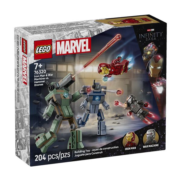 Set-Super-Heores-Iron-Man-y-Maquina-de-Guerra-Vs.-Drones-de-Hammer-204-Piezas-LEGO Set-Super-Heores-Iron-Man-y-Maquina-de-Guerra-Vs.-Drones-de-Hammer-204-Piezas-LEGO