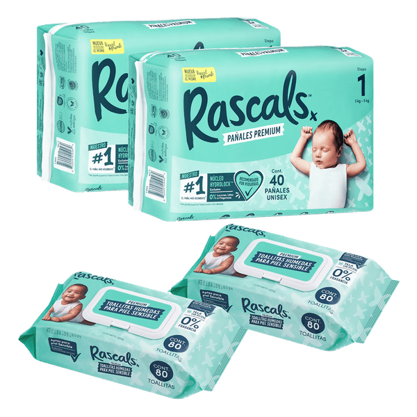 Set-x2-Pañales-Etapa-1-x40-Unds-2-Unds-Pañitos-Humedos-Sensitive-80-Unds-Rascals-115944218