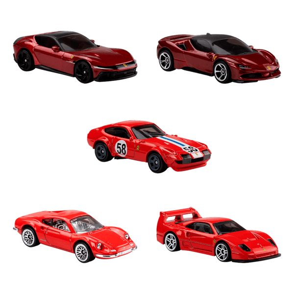 Set_5_Autos_Rosso_Escala_1-64_Hot_Wheels_103463376