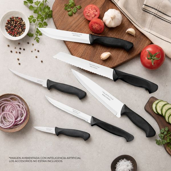 Juego-de-Cuchillos-Usual-Acero-Inox-Negro-6-Piezas-Tramontina