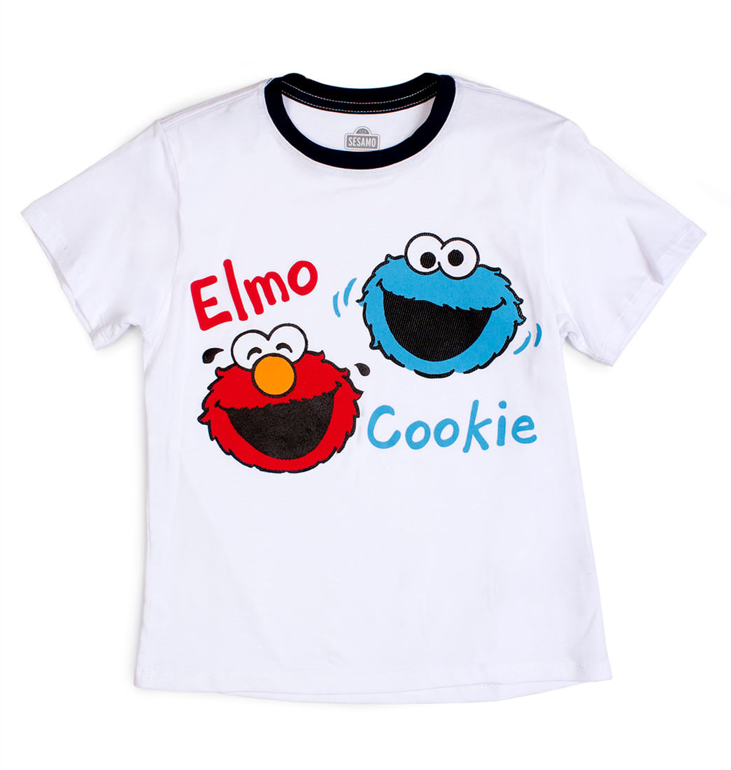 Camiseta Estampado Elmo Y Comegalletas - Niños Plaza Sésamo - Pepe